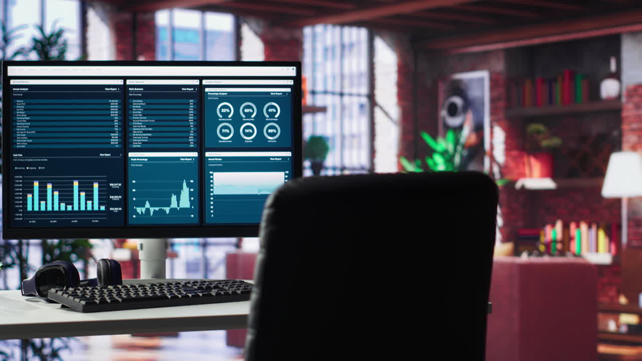 Vertical Video Loft with computer displaying SEO trends and targeted data insights