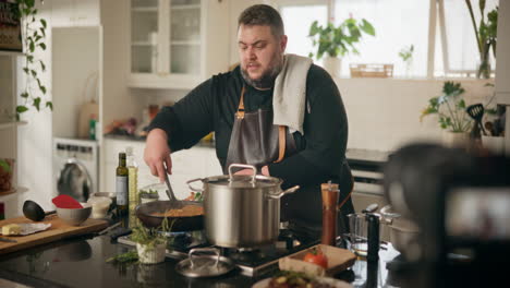 cooking a delicious meal at home