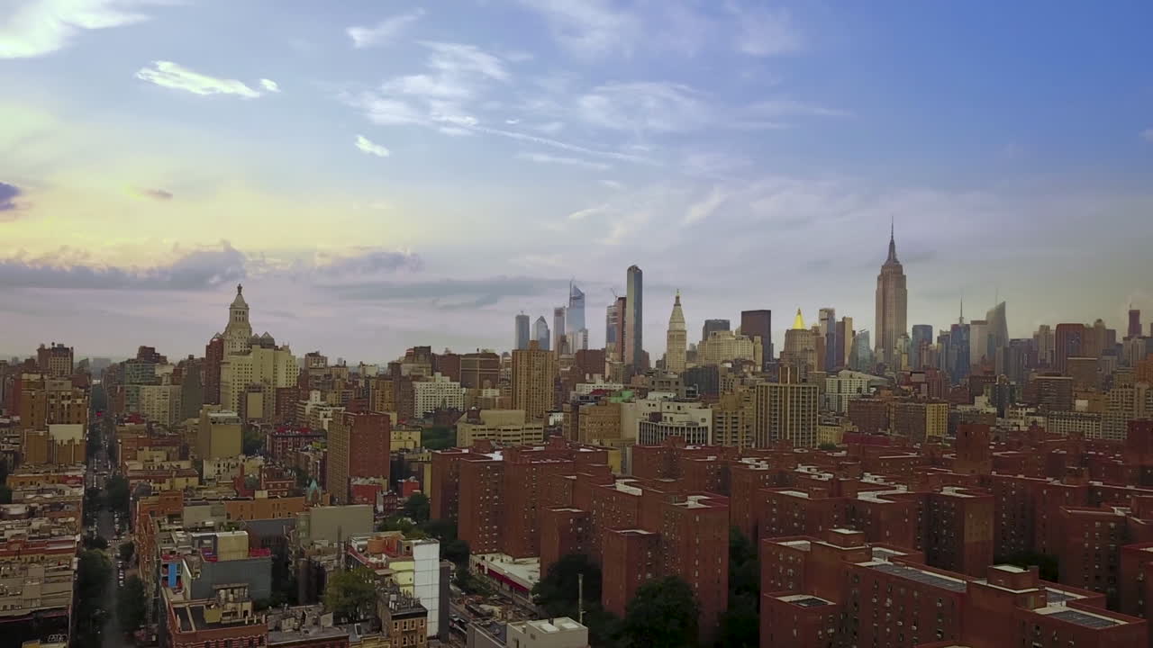 drone timelapse de la ciudad de nueva york en el centro de la ciudad