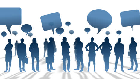 Blue silhouettes of business people