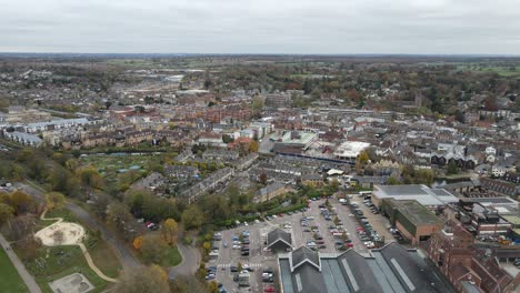 hertford , centro de la ciudad hertfordshire uk ciudad punto de vista de drones aéreos