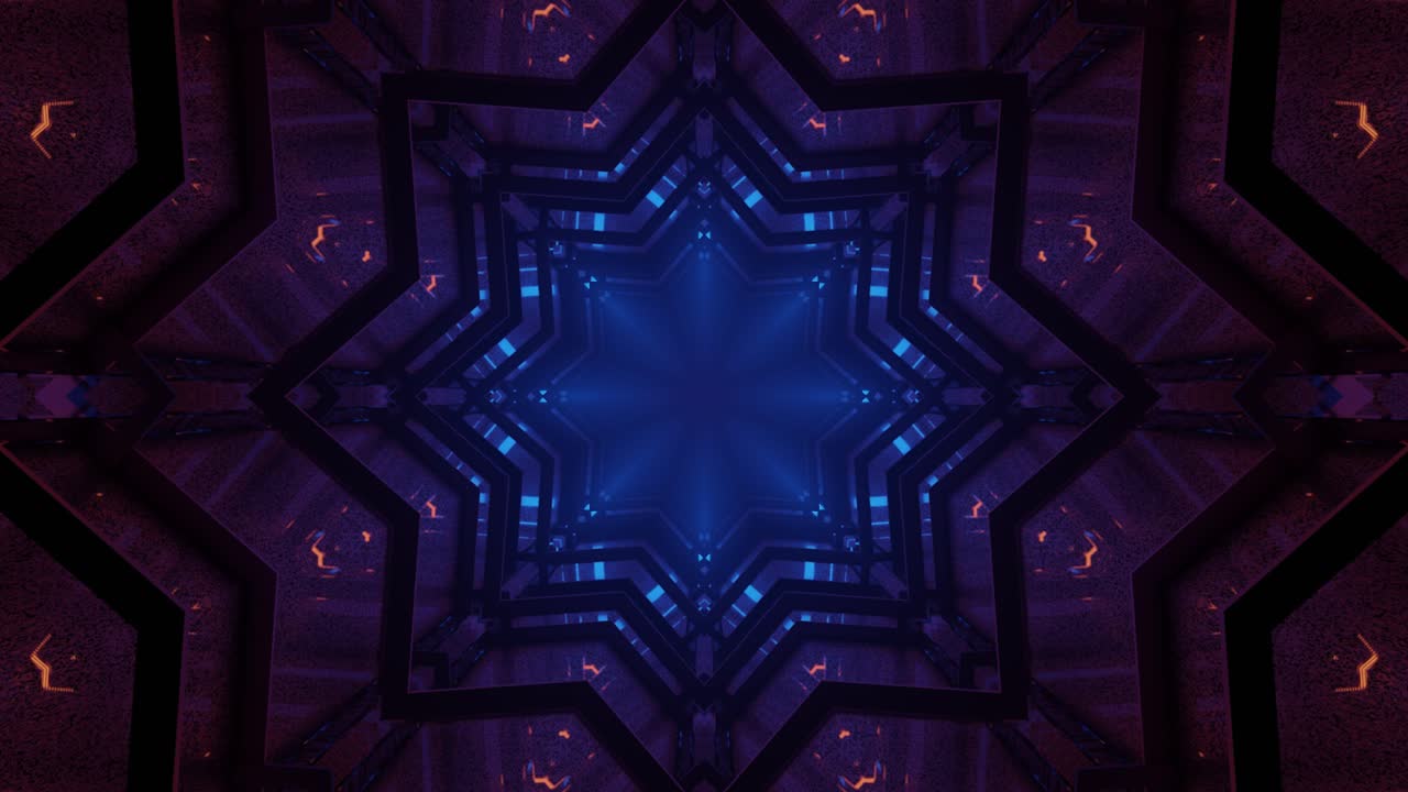 Tunnel of black star frames with red and blow background