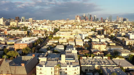 drone shot of west los angeles, downtown los angeles