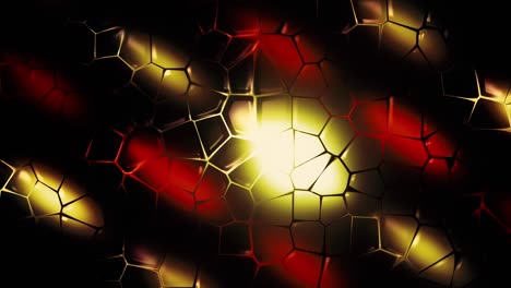 abstract geometric pattern in red, yellow, and black