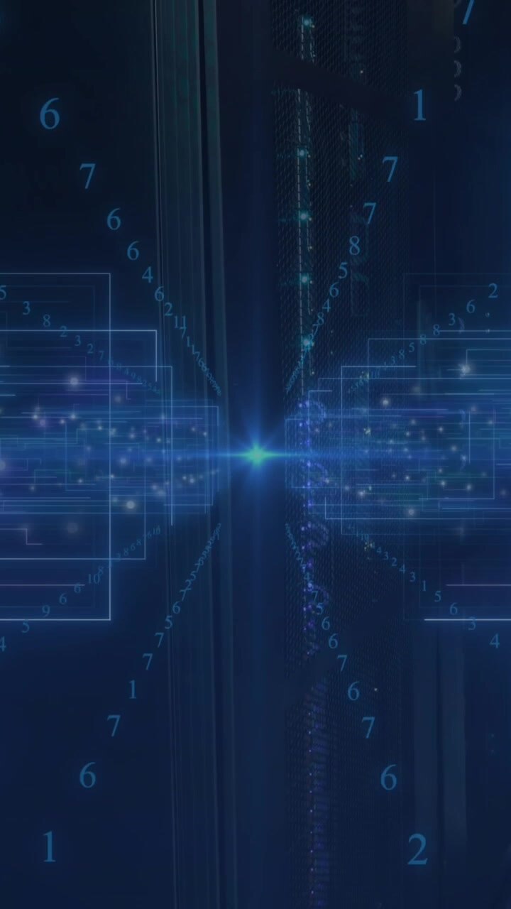 Animation of data processing over server room