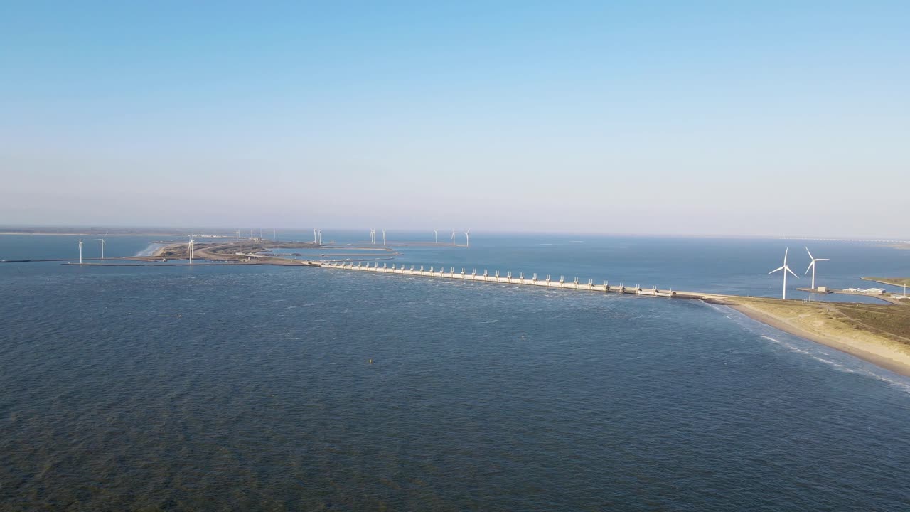 네덜란드 제랜드 의 oosterscheldekering 의 드론 촬영