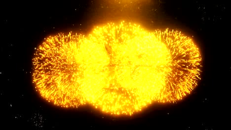 march sale text on firework display explosion particles.