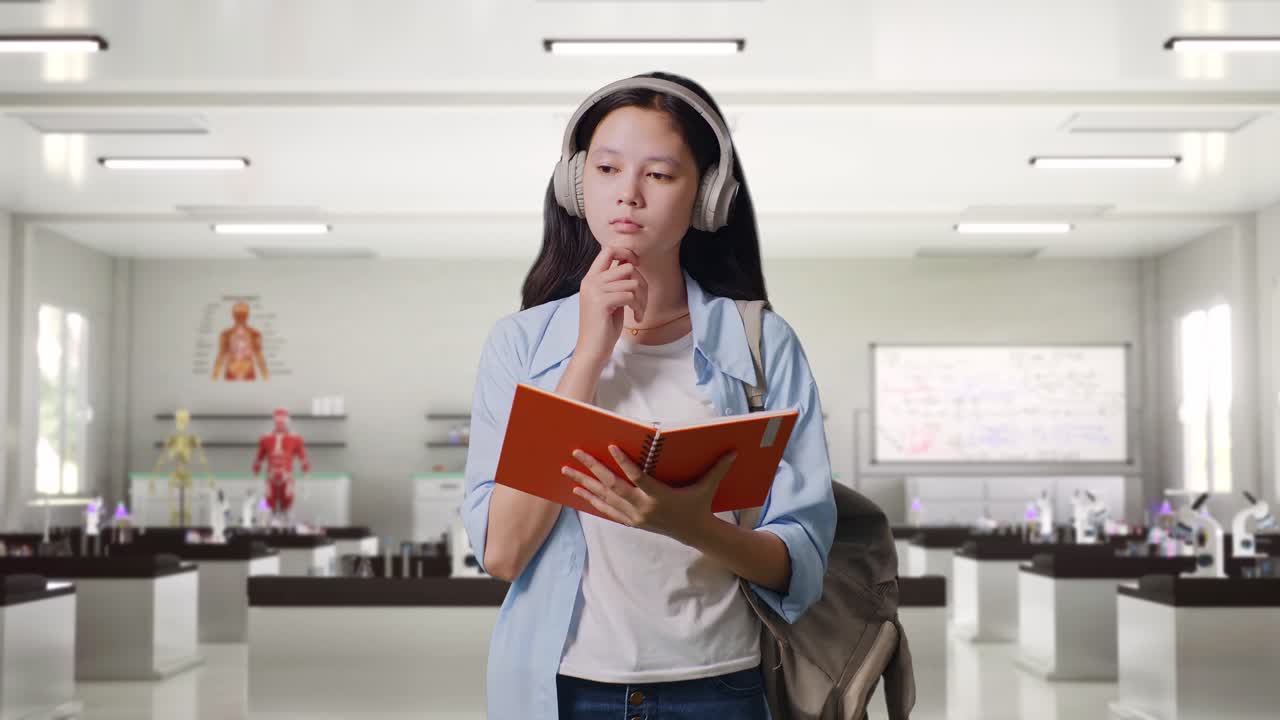 estudiante en el aula de ciencias