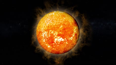 solar flares around the orange sun in the space