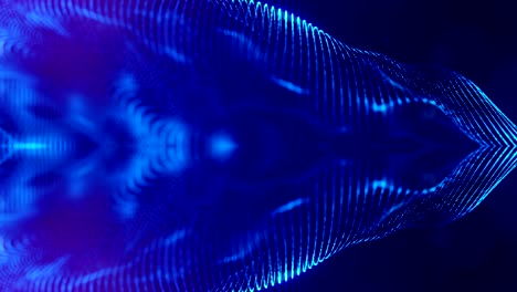 animación 3d sin costuras como fondo de ciencia ficción digital de partículas brillantes como en el mundo nano con profundidad de campo, bokeh. las partículas forman línea, cuadrícula de superficie o misterioso espacio virtual. azul 13