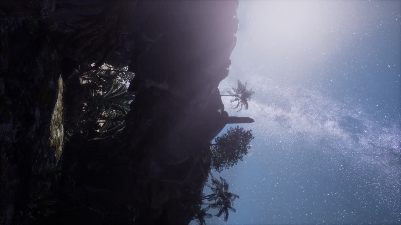 astrofotografía rastros de estrellas sobre el cañón