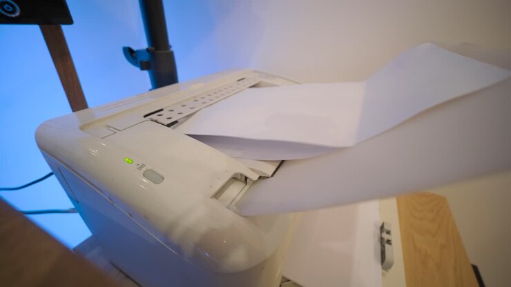 Close-up of a Printer Feeding and Processing Paper