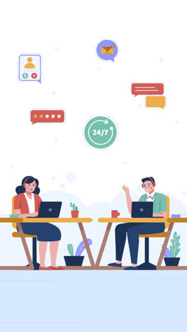 an animation of flat customer service week illustration