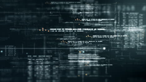 futuristic abstract de-focus data matrix, meta, metaverse, telemetry and encrypt numbers display with particles simulation in cyber space environment for head up display background