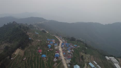 aerial view of a mountain village in nepal
