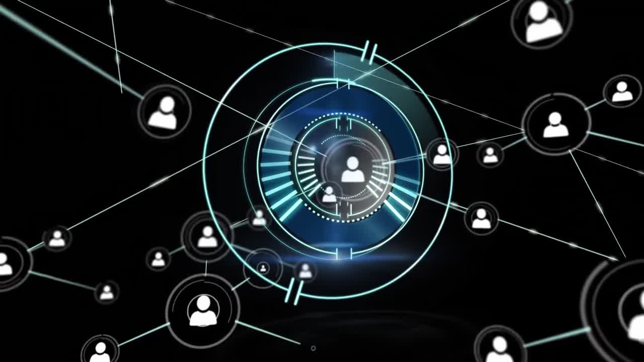 animación de redes de conexiones con escaneo de alcance