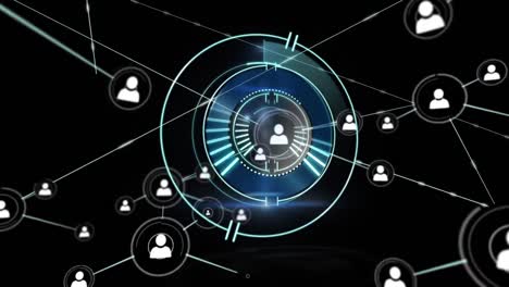 animación de redes de conexiones con escaneo de alcance