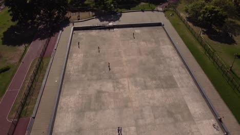 children on skating rink of park in buenos aires city, argentine