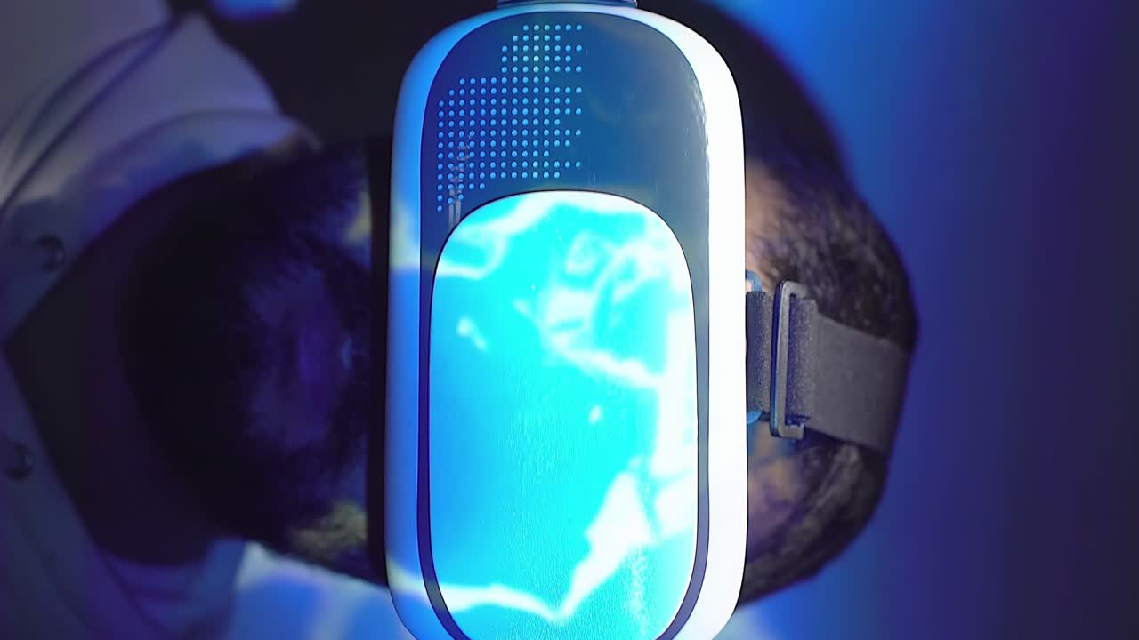 Man removes VR headset after immersive experience, back to reality