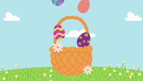 easter basket with eggs