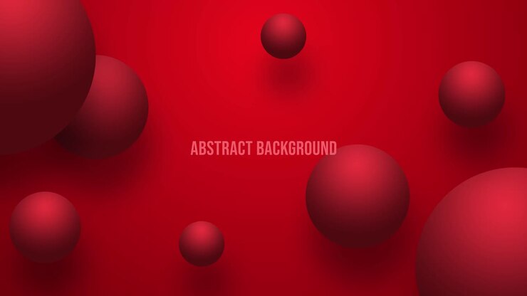 3D red sphere on red background with text