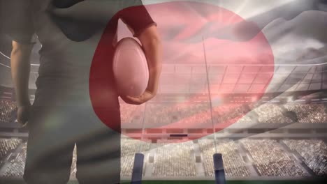jugador de rugby con una pelota de fútbol