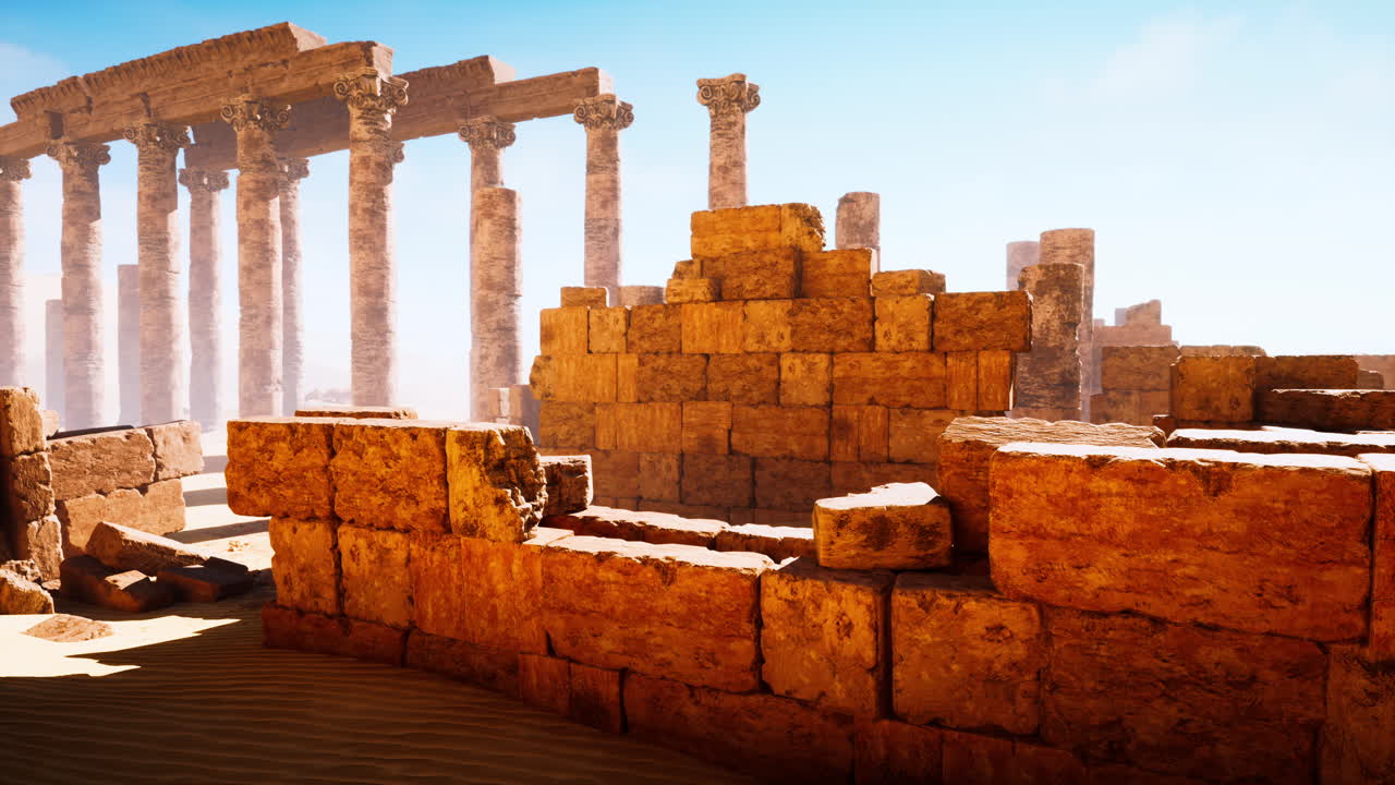 사막 에 있는 고대 유적 들