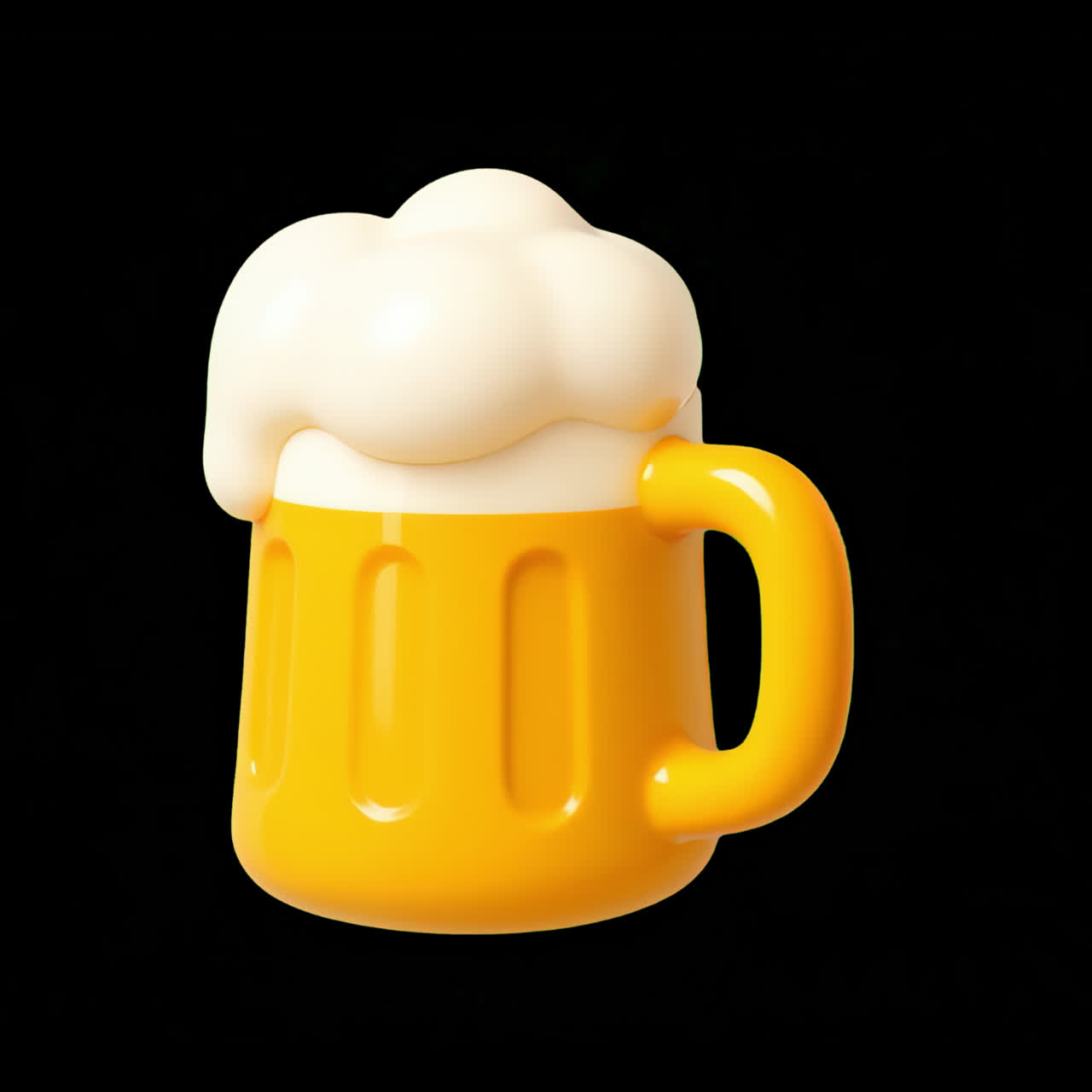 Animazione di un'illustrazione di un boccale di birra in stile cartone animato, risorsa isolata, video 4K trasparente, canale alfa, ProRes