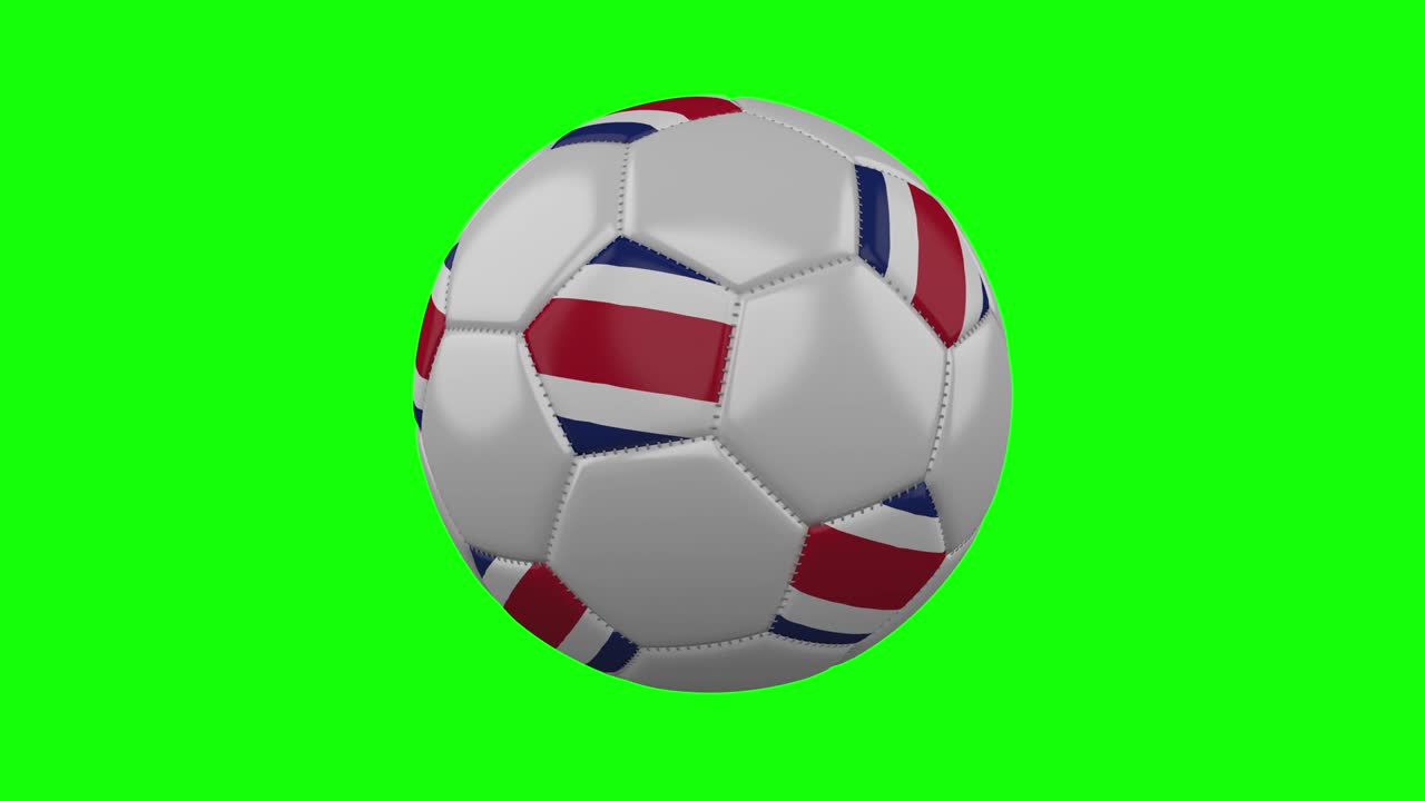 Pallone da calcio con bandiera della Costa Rica su chroma key verde, loop