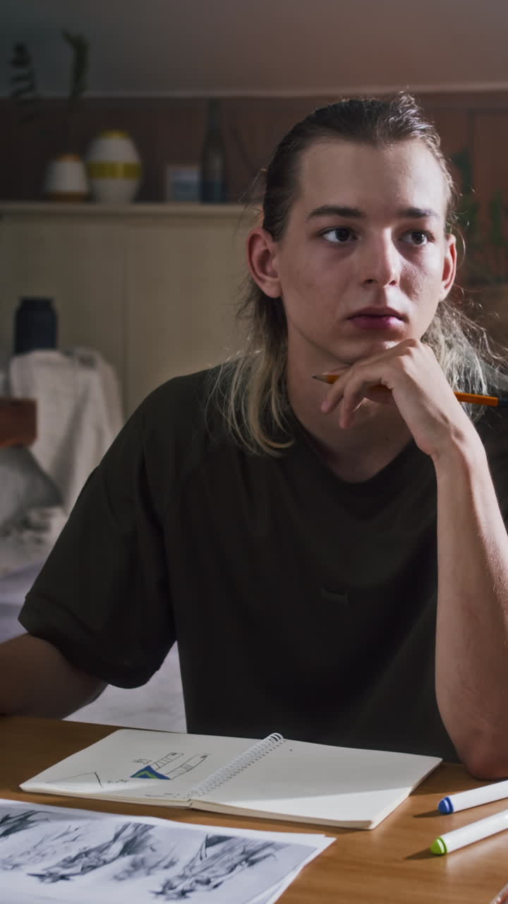 Creator Drawing Sketches at Workshop