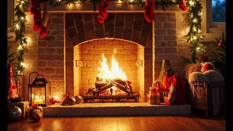 cozy christmas fireplace scene