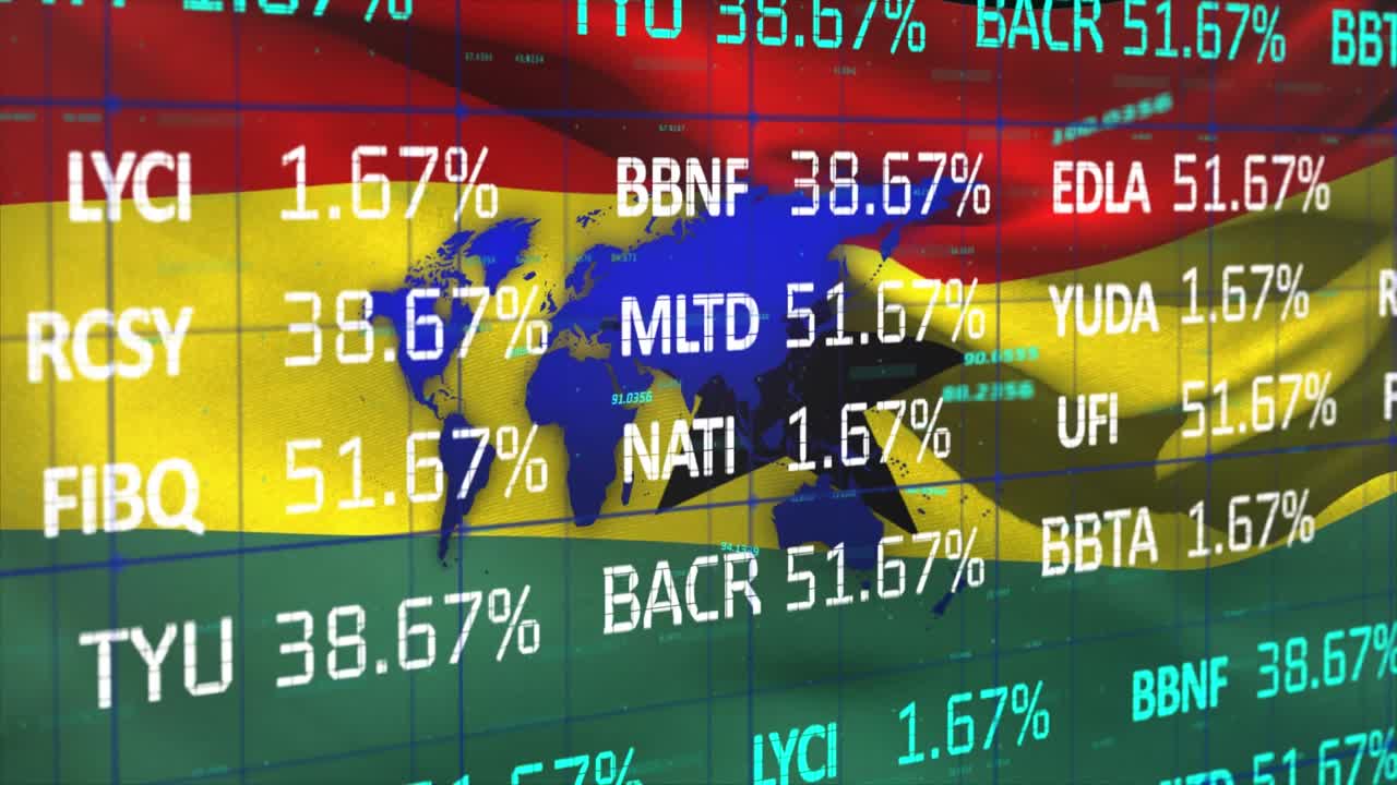 Animation of financial data processing over business people
