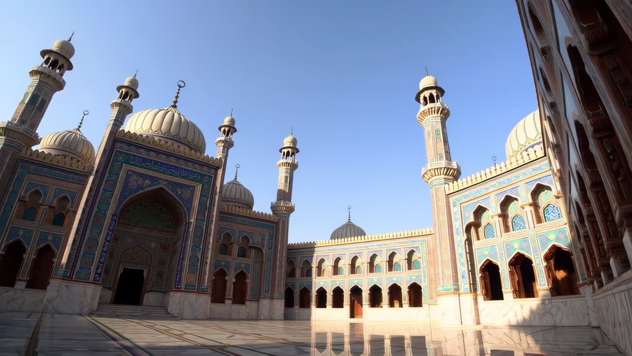 Grand Islamic Architecture and Ornate Mosaics of a Mosque