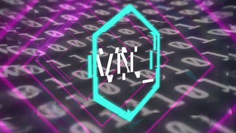 animación del procesamiento de datos y texto nft sobre fondo oscuro