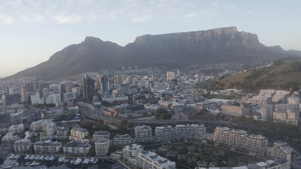 Aerial shot of Cape Town City centre from the Waterfront