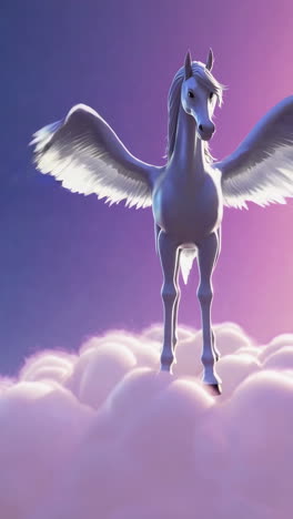 white pegasus standing on ethereal clouds