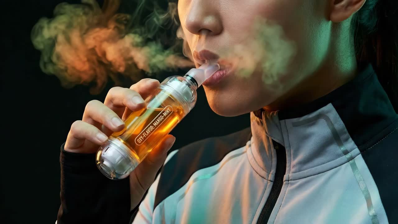 Woman vaping an electronic cigarette