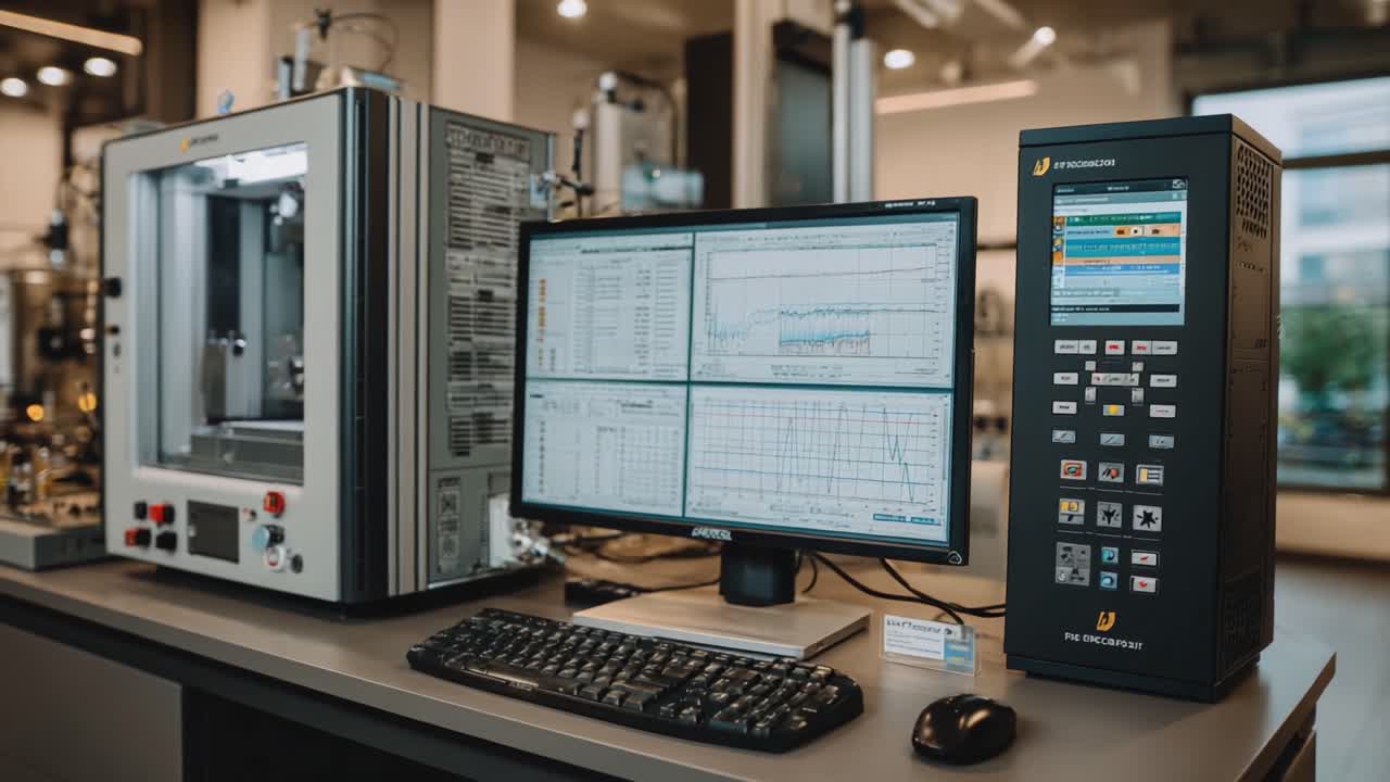 Advanced Laboratory Setup Featuring Precision Measurement Equipment, Data Visualization, and High-Performance Computer Systems for Scientific Research Applications