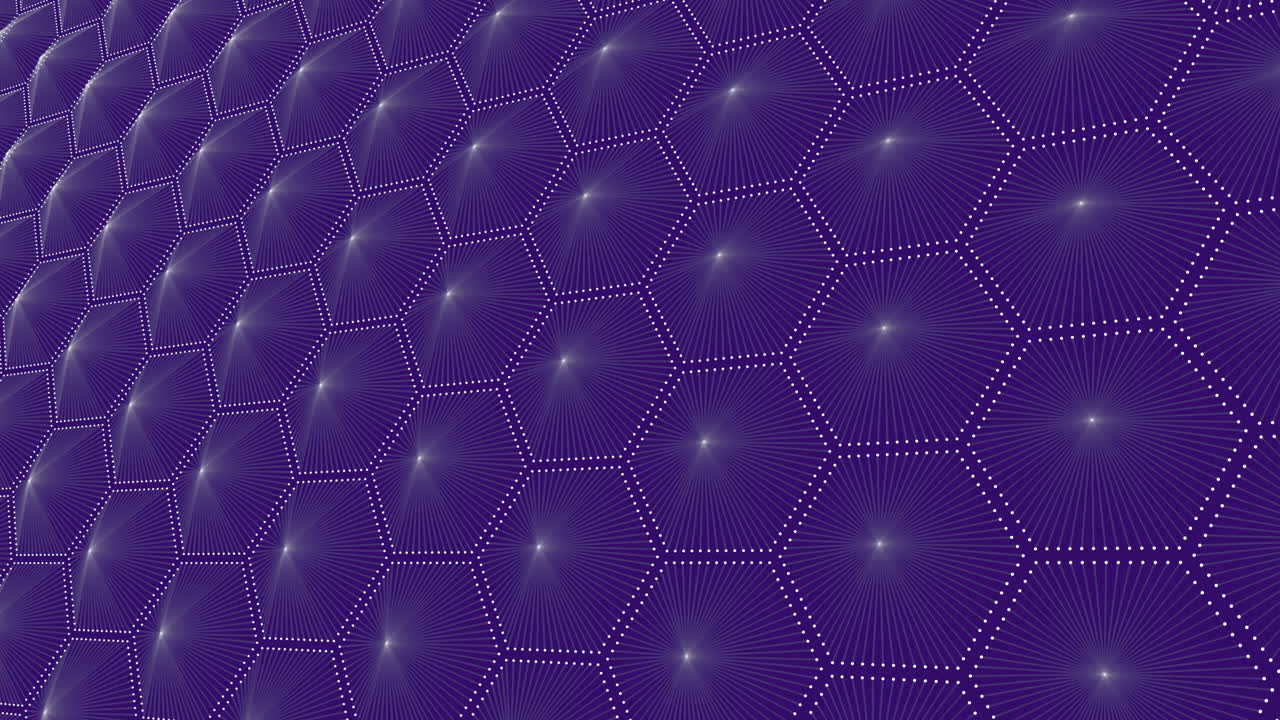 Hexagons pattern with neon light on shiny gradient