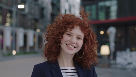 happy young business woman laughing portrait of professional student intern