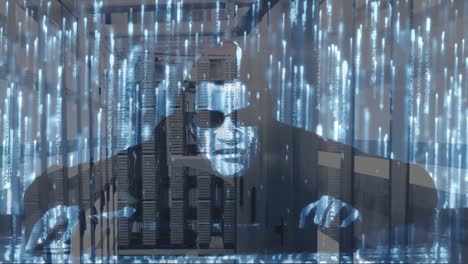 animación de un hombre encapuchado pirateando una computadora