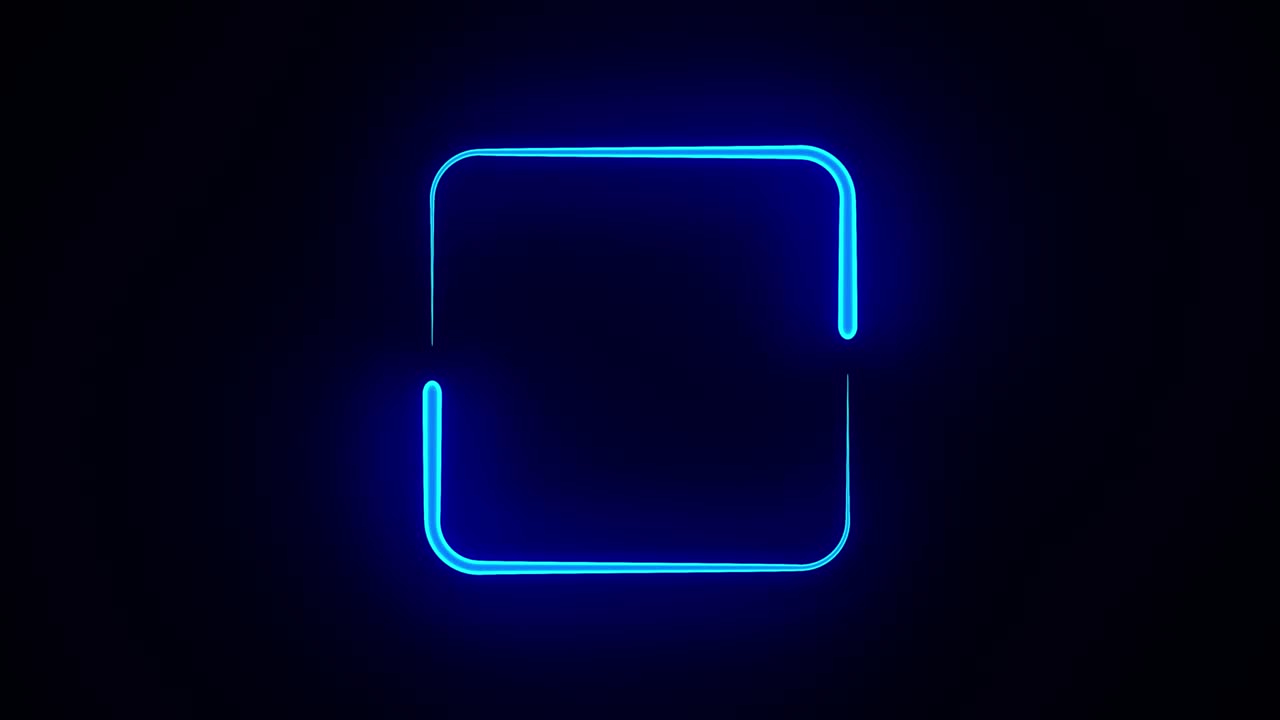 검은색 배경에 2 개의 파란색 네온 요소 3d 일러스트레이션 렌더링