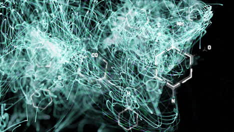 animation of network of connections with chemical structures