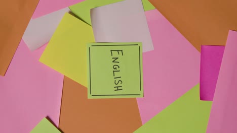 Education-Concept-Of-Revolving-Sticky-Notes-With-English-Written-On-Top-Note