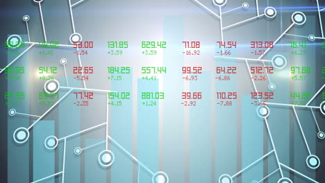 animación del procesamiento de datos y el registro estadístico a través de una red de conexiones