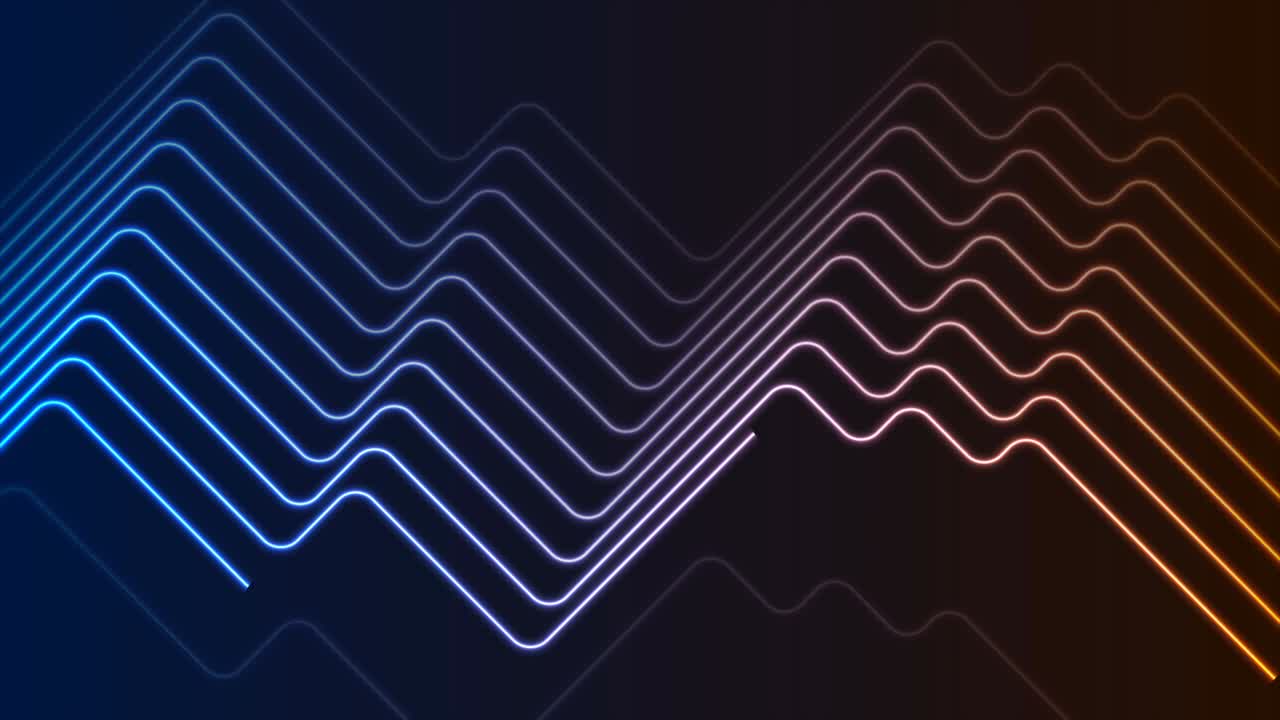 파란색 반이는 네온 라인 추상 기술 비디오 애니메이션