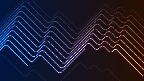 líneas de neón azules brillantes de color naranja animación de video de tecnología abstracta