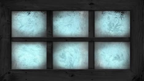 transición de heladas y hielo en la ventana de la casa