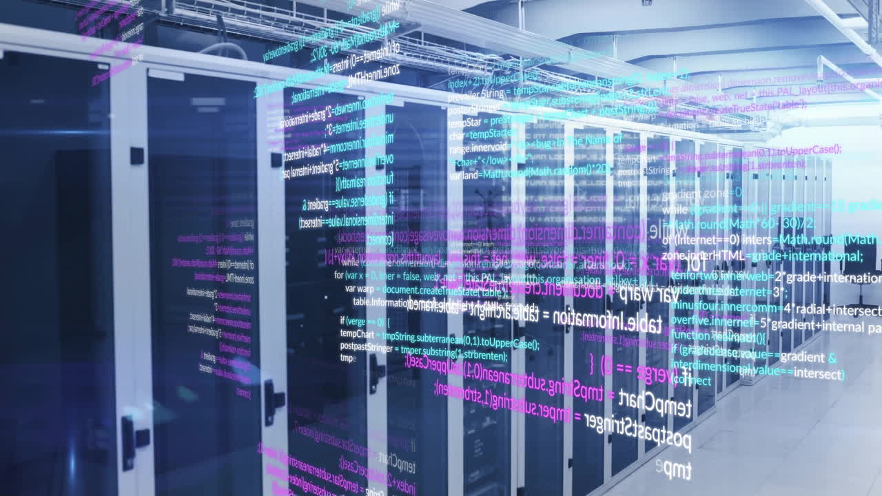 Animation of data processing over server room