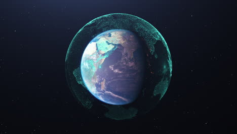 el planeta tierra 3d rodeado de tecnología digital holográfica 3d futurista